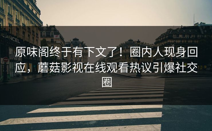 原味阁终于有下文了！圈内人现身回应，蘑菇影视在线观看热议引爆社交圈
