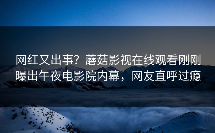 网红又出事？蘑菇影视在线观看刚刚曝出午夜电影院内幕，网友直呼过瘾