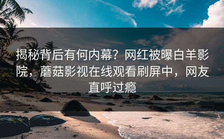 揭秘背后有何内幕？网红被曝白羊影院，蘑菇影视在线观看刷屏中，网友直呼过瘾