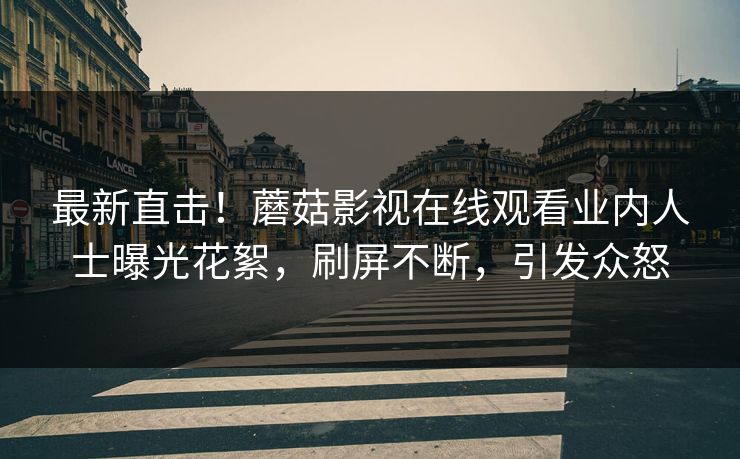 最新直击！蘑菇影视在线观看业内人士曝光花絮，刷屏不断，引发众怒