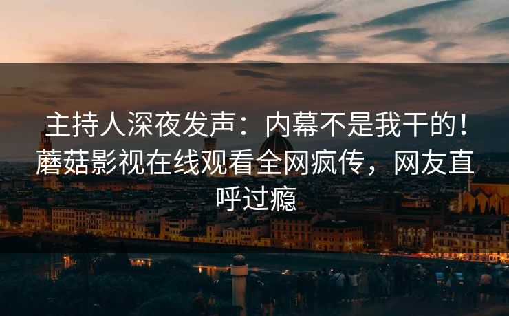 主持人深夜发声：内幕不是我干的！蘑菇影视在线观看全网疯传，网友直呼过瘾