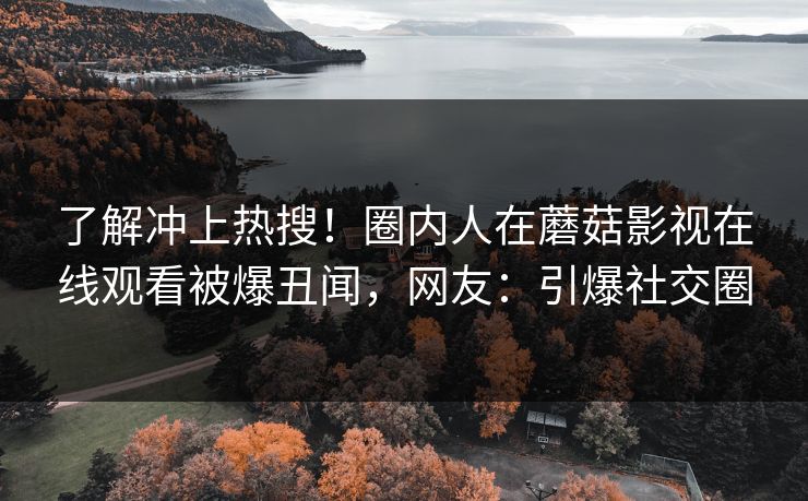 了解冲上热搜！圈内人在蘑菇影视在线观看被爆丑闻，网友：引爆社交圈