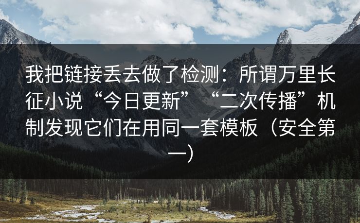 我把链接丢去做了检测：所谓万里长征小说“今日更新”“二次传播”机制发现它们在用同一套模板（安全第一）