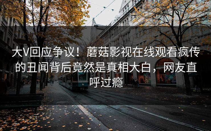 大V回应争议！蘑菇影视在线观看疯传的丑闻背后竟然是真相大白，网友直呼过瘾