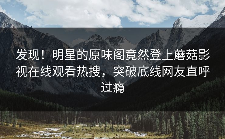 发现！明星的原味阁竟然登上蘑菇影视在线观看热搜，突破底线网友直呼过瘾