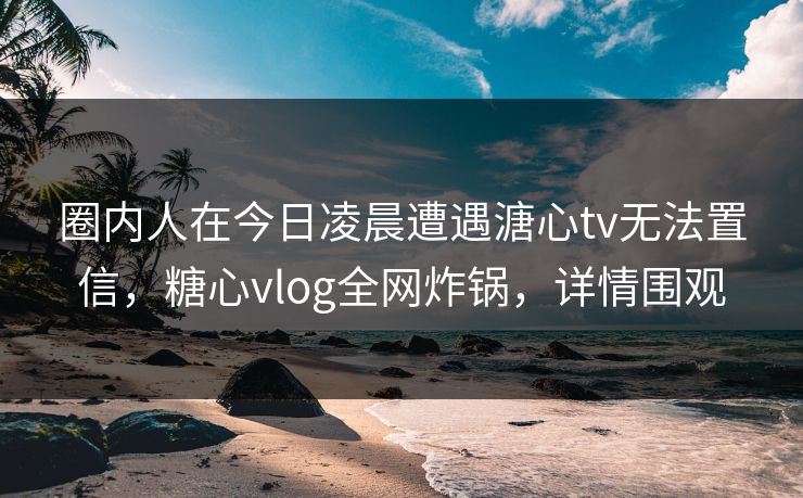 圈内人在今日凌晨遭遇溏心tv无法置信,糖心vlog全网炸锅,详情围观 圈内人在今日凌晨遭遇溏心tv无法置信,糖心vlog全网炸锅,详情围观